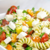 Colourful vegetable pasta salad with paneer