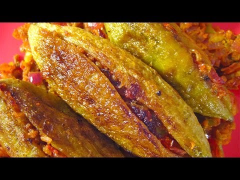 Stuffed Karela Recipe with onion masala filling served with Indian bread