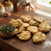 Crispy homemade methi mathri made with fresh fenugreek leaves, besan, ghee, and Indian spices