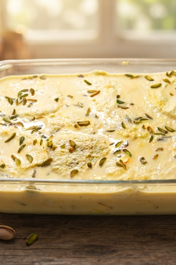 Homemade Rasmalai Recipe with soft paneer balls soaked in saffron flavoured milk and garnished with pistachios and almonds