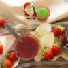 Homemade strawberry jam recipe made with fresh strawberries served in a glass jar with toast