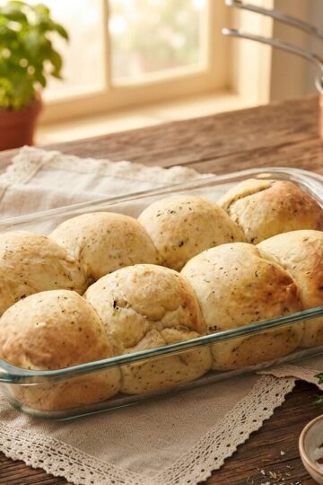 “Soft homemade bread rolls served fresh from oven”