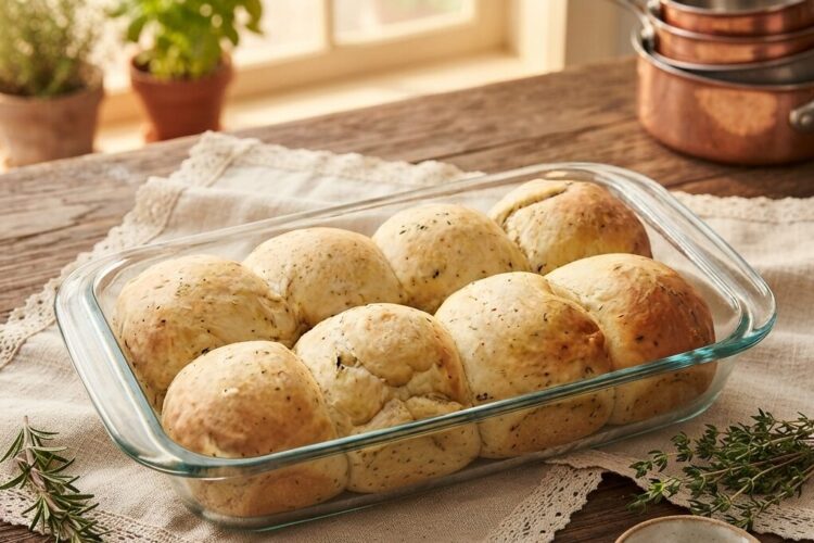 “Soft homemade bread rolls served fresh from oven”