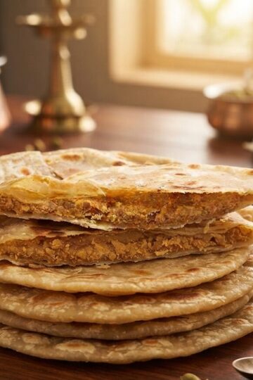 Traditional homemade Puran Poli Recipe with jaggery and chana dal filling