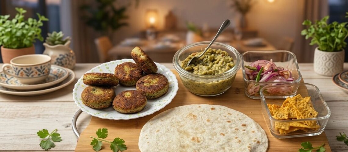 Green Power Fusion Wrap with crispy jowar kababs and guacamole