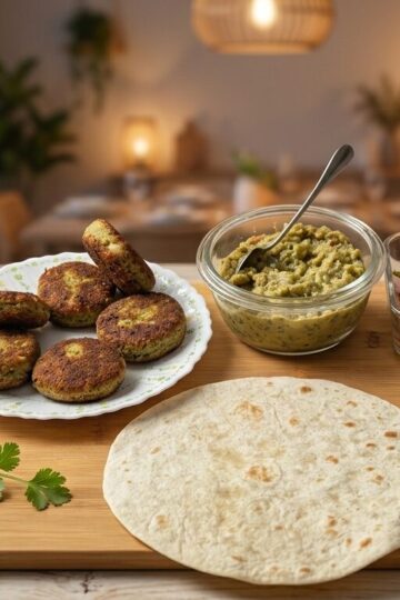 Green Power Fusion Wrap with crispy jowar kababs and guacamole