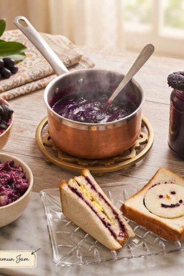 Jamun Jam sandwich made with homemade jam.