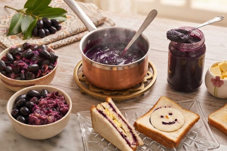 Jamun Jam sandwich made with homemade jam.