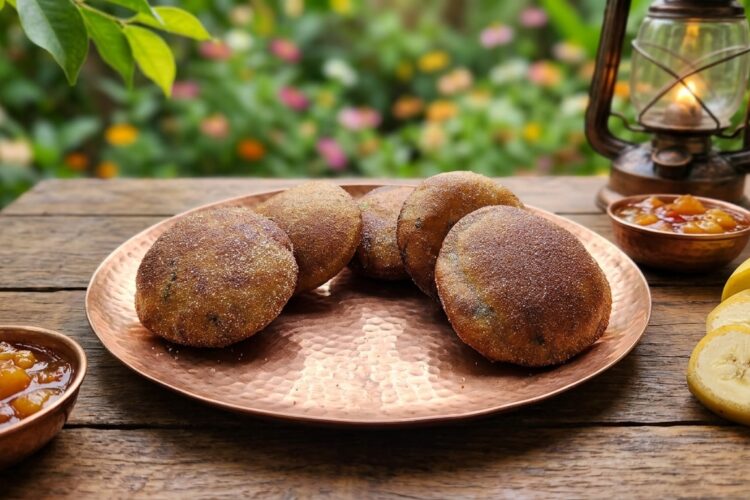Rajgira banana poori made with boiled raw banana and rajgira flour