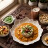 Sattvik Thali with sama rice pulao, paneer curry and homemade chaas