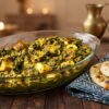 Khada Palak Paneer made with chopped spinach and golden paneer cubes